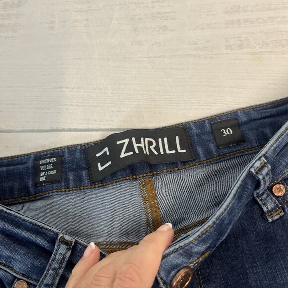Zhrill Denim Jeans Pants Women's sz 30 Blue Distressed Straight Leg Five Pockets - Picture 6 of 7